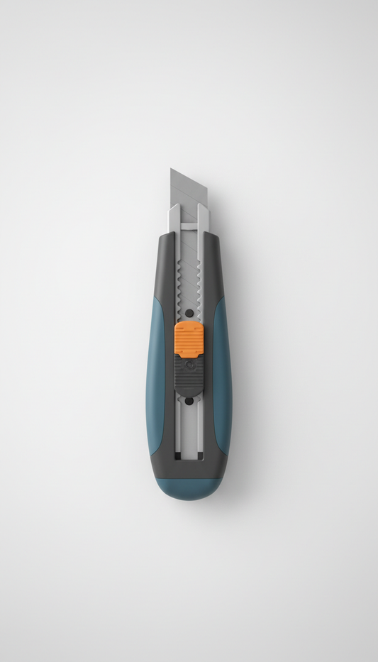 Ergonomic Safety Box Cutter With Rubber Grip